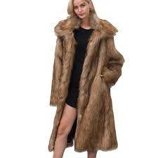 Women S Long Lapel Faux Fur Coat