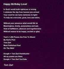 happy birthday love poem by tom zart