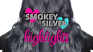 The hair is highlighted in thick portions where the highlights are lighter on the top of the head and gets darker on the ends. Smokey Silver Gray Highlights On Dark Hair Hair Tutorial Youtube
