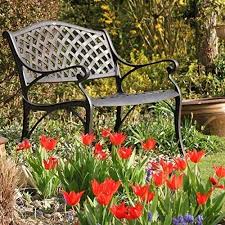 lazy susan jasmine metal garden bench