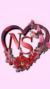 n s love heart with flowers heart