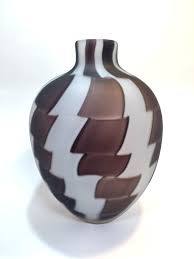 Black White Blown Sandblasted Vase