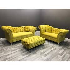 yellow leather sofa set seating