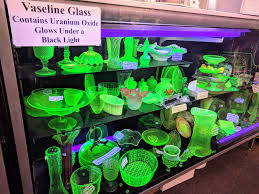 As part of the carnival glass craze, these pieces were often given as prizes at fairs in the 1930s. I Came Across A Shop Selling Vaseline Glass That Glows Under Uv Light Because It Contains Uranium Mildlyinteresting