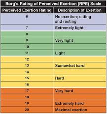 Borgs Rating Of Perceived Exertion Rpe Scale Showing No