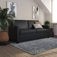 Black Leather Sofa Living Room Decor