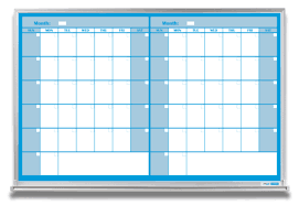 2 Month Dry Erase Calendar Board Blue