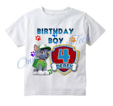 Rocky Paw Patrol Personalized T Shirt Customize Name Age Tee Designs Toddler Youth Adult Sizes Birthday Party Custom