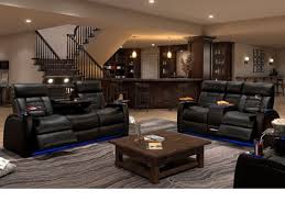 leather reclining home theater sofa