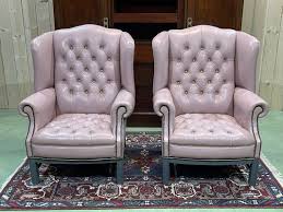 chesterfield chairs in pale pink