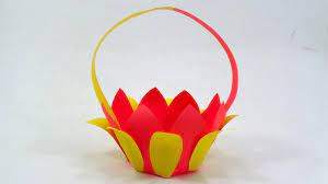 paper flower basket making with color