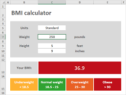 bmi calculator in excel easy xl tutorial
