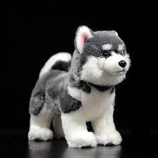 23cm high grey siberian husky dog plush