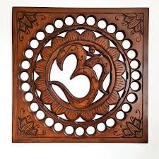 Om Yoga Hand Carved Wooden Wall Art