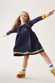 Jools Oliver Long Sleeve Rainbow Dress