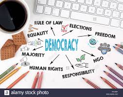 Democracy Concept Chart With Keywords And Icons Stock Photo