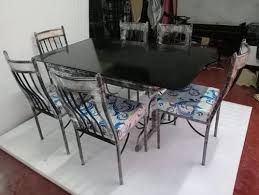 Glass Square 4 Chair Dining Table Set