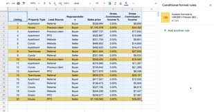 apply conditional formatting across