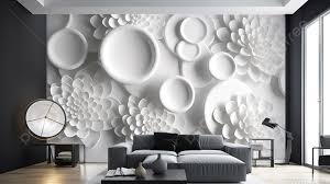 4k white 3d flower wall mural modern