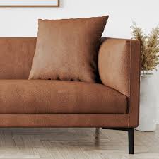 tan brown faux leather couch 3 seater