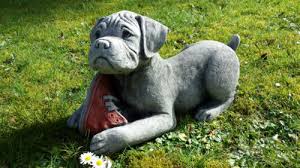 Boxer Puppy Dog Hand Cast Stone Garden