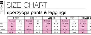 Yoga Pant Size Chart Web Pants Com