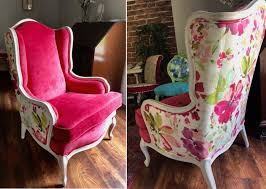wingback chair with two fabrics
