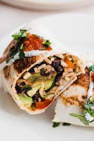 vegetarian burrito with black beans and