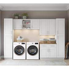 Mill S Pride 132 In W X 24 In D X 90 In Verona White Shaker Stock Ready To Assemble Base Kitchen Cabinet Laundry Room