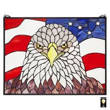 Bald Eagle Stained Glass Window Panel