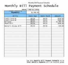 Free Printable Bill Payment Schedule Blank Paying Chart 2018