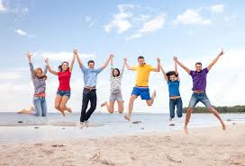 And then, by chance, ron and kyla show up at marcus and emily's wedding — after the vacation is over. Summer Holidays Vacation Happy People Concept Group Of Friends Jumping On The Beach Stock Photo Picture And Royalty Free Image Image 24013590