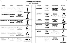 twelve postures of surya namaskar in a
