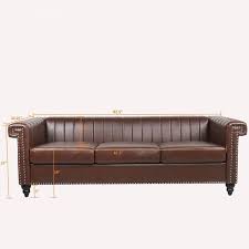 Faux Leather Straight Sofa