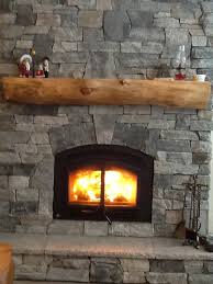 Granite Stone Veneer Fireplace In