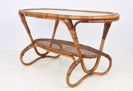 Bamboo Coffee Table With Glass Top