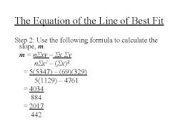 the equation of the line of best fit