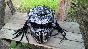 Custom Predator Real Motorcycle Helmet Black Metallic