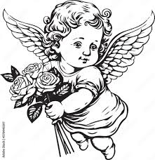 cute angel baby with roses stock vector