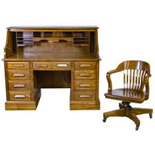 oak roll top desk and chair by jasper