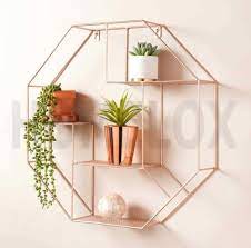 New Hexagon Metal Wire Wall Shelf Home