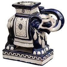 Vintage Ceramic Elephant Garden Stool