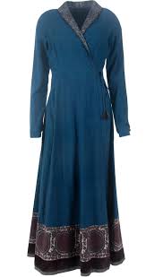 Indigo Blue Khadi Angrakha Style Overlap Dress Available