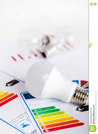 Led Light Bulb On Energy Efficiency Chart Stock Photo
