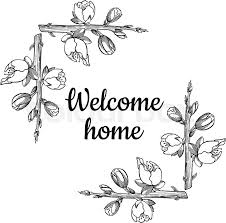 Graphic Welcome Home Card With Floral Stock Vector Colourbox