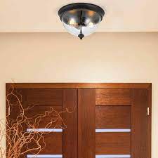 hton bay 2 light 13 in bronze flush mount ceiling light