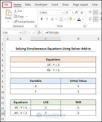 Solve Simultaneous Equations In Excel