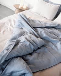 linen zipper bedding set in ice blue 3