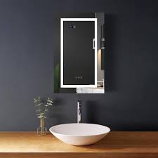 medunjess kara 20 in w x 32 in h rectangular single aluminum framed led cabinet wall mounted bathroom vanity mirror in clear
