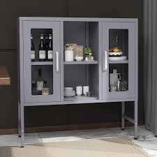 Gray Metal Storage Cabinet With